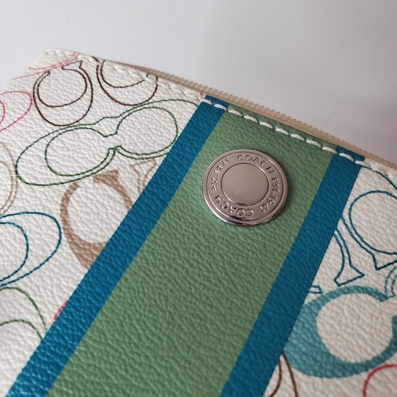 COACH Chelsea Multi-Colored C's Leather Wristlet Wallet Coin Pouch - Picture 12 of 15